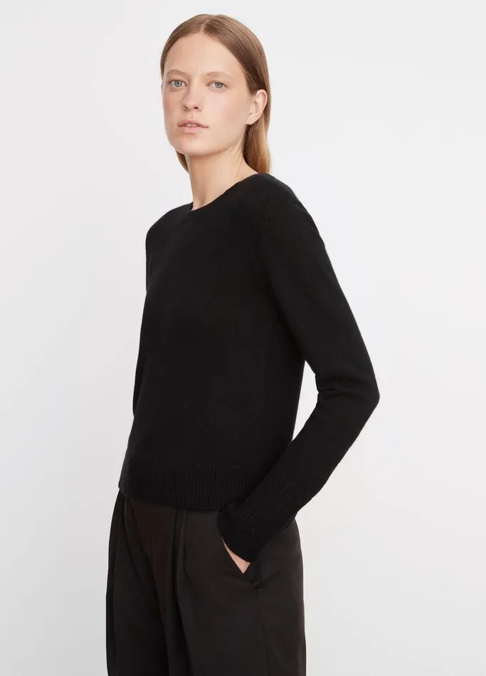 Vince Sweaters Women Cashmere Classic Crew Neck Sweater Black