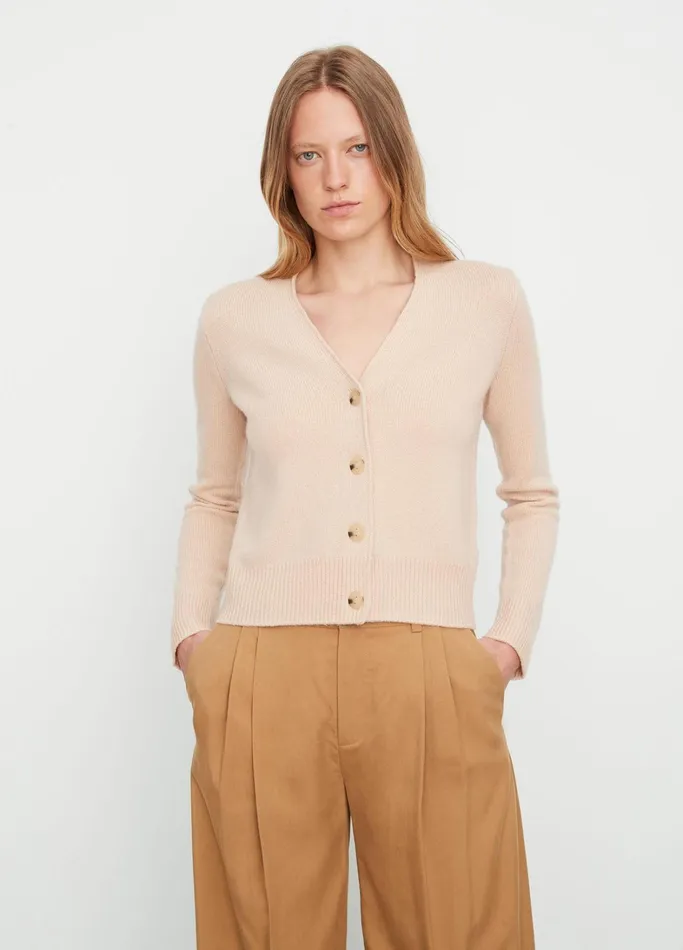Vince Sweaters Women Cashmere FlatPlacket Cardigan Praline