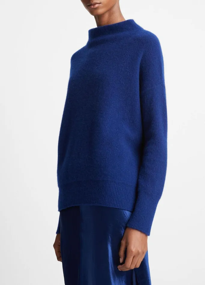 Vince Sweaters Women Plush Cashmere Funnel Neck Sweater Caspian