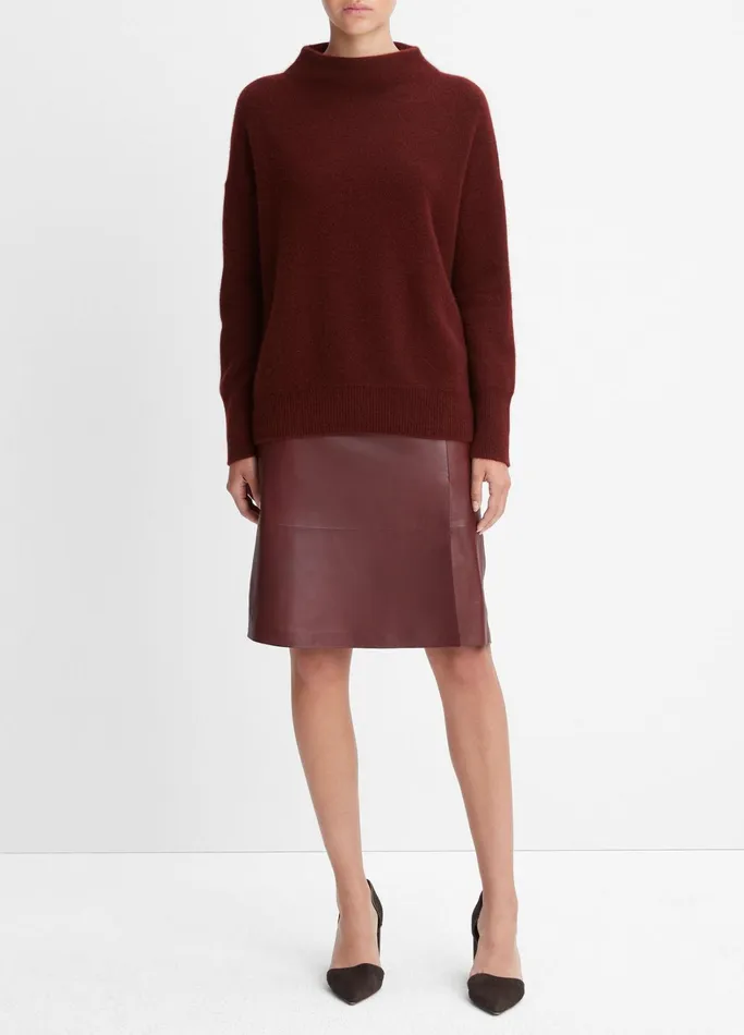 Vince Sweaters Women Plush Cashmere Funnel Neck Sweater Cinnamon Stick