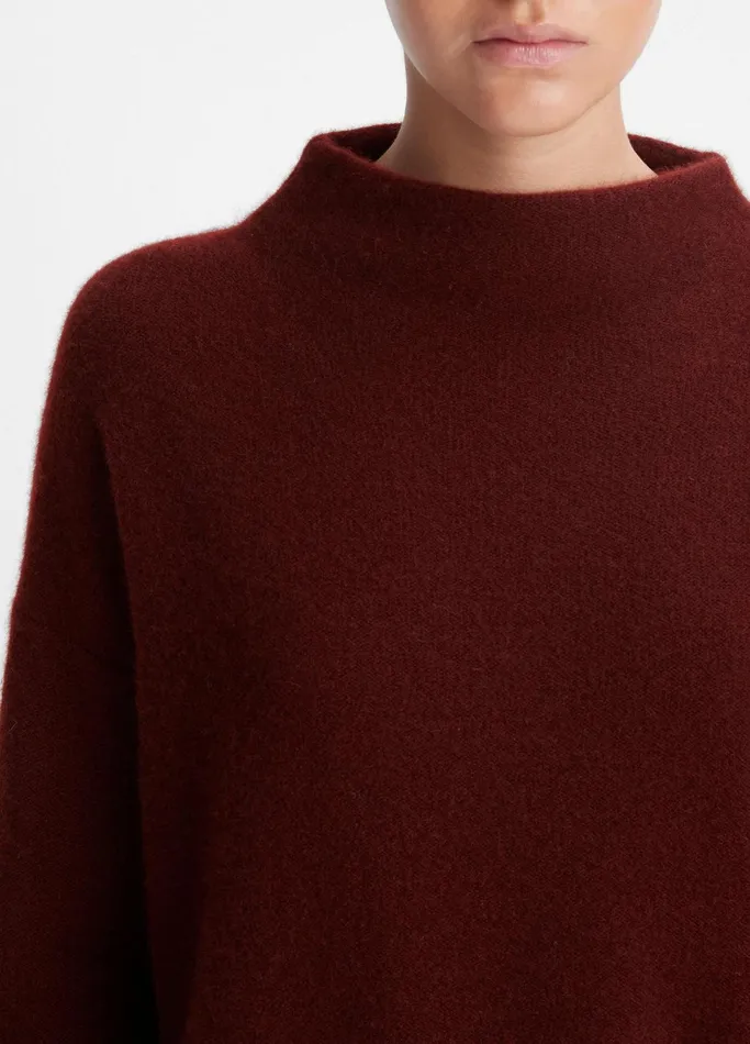 Vince Sweaters Women Plush Cashmere Funnel Neck Sweater Cinnamon Stick