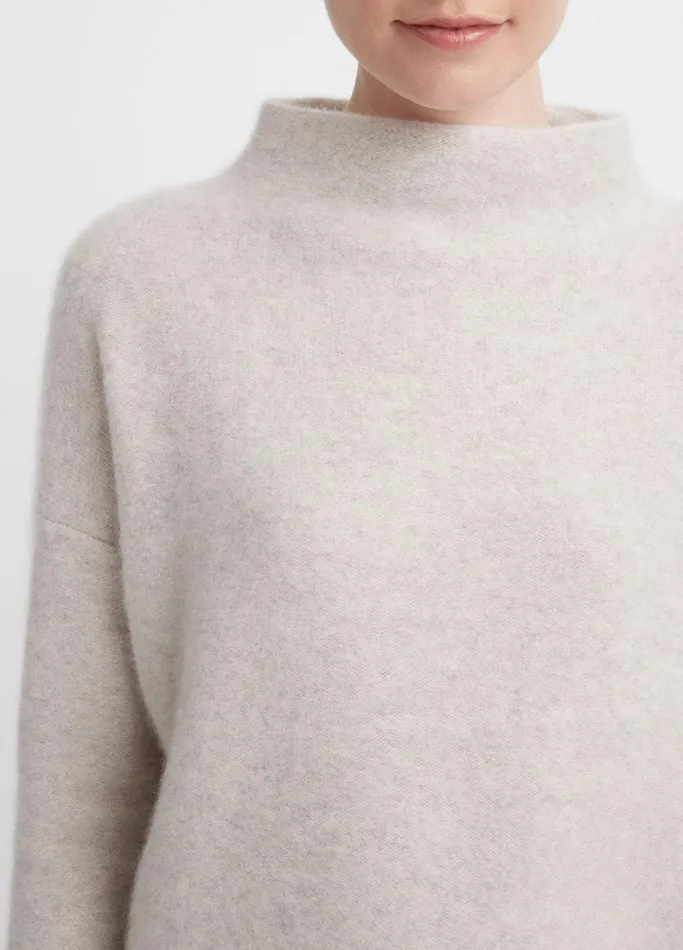 Vince Sweaters Women Plush Cashmere Funnel Neck Sweater Marble
