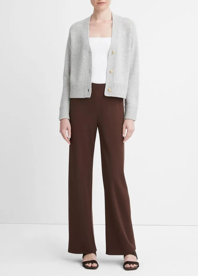 Vince Sweaters Women Wool And Cashmere Boxy ThreeButton Cardigan Soft Grey