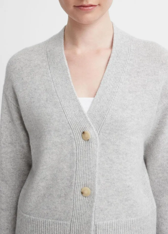 Vince Sweaters Women Wool And Cashmere Boxy ThreeButton Cardigan Soft Grey