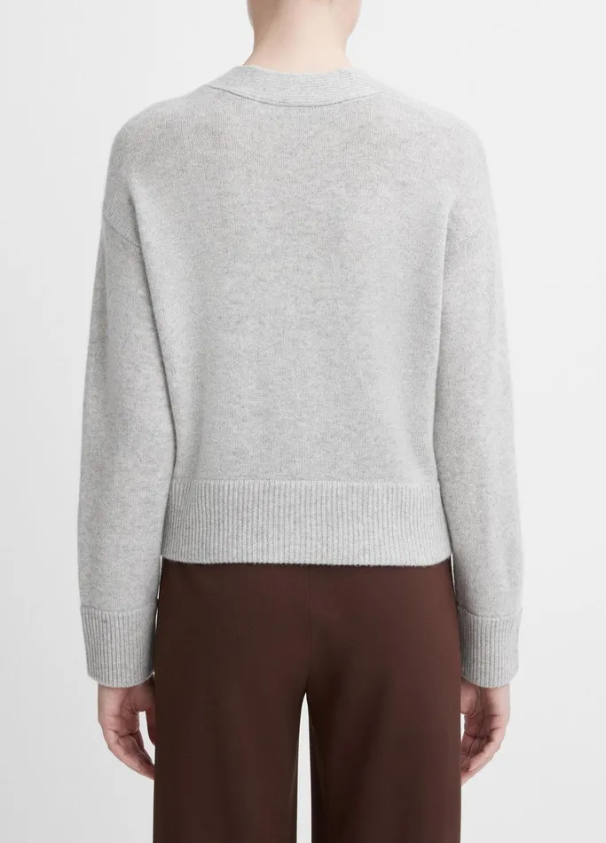 Vince Sweaters Women Wool And Cashmere Boxy ThreeButton Cardigan Soft Grey