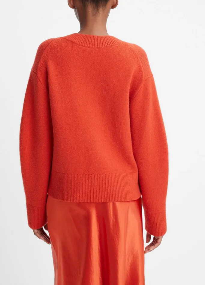 Vince Sweaters Women Wool And Cashmere DropShoulder VNeck Pullover Vermillion