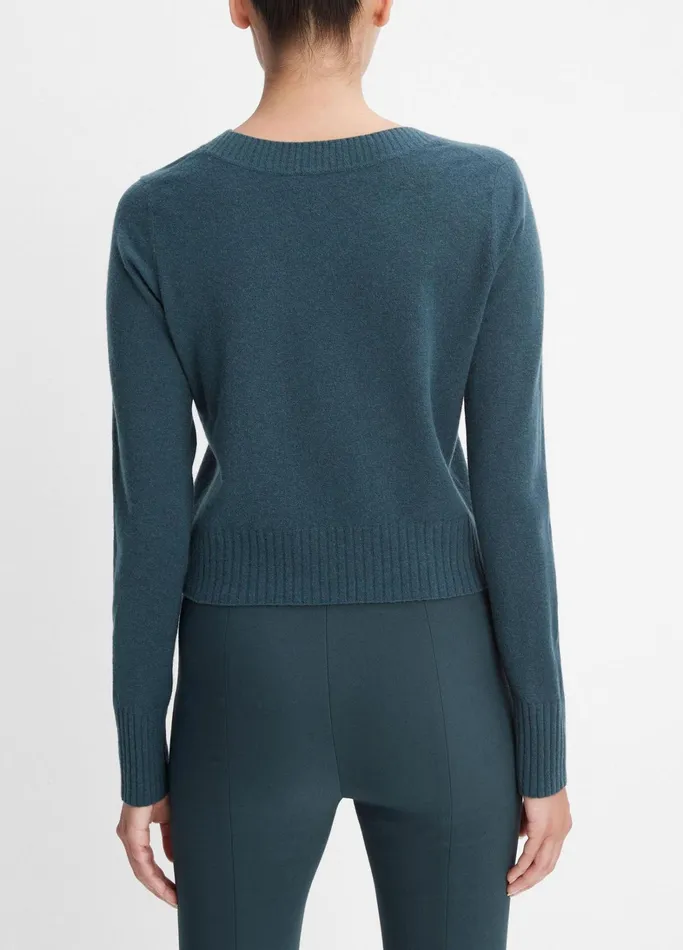 Vince Sweaters Women WoolBlend Cropped VNeck Pullover Azurine