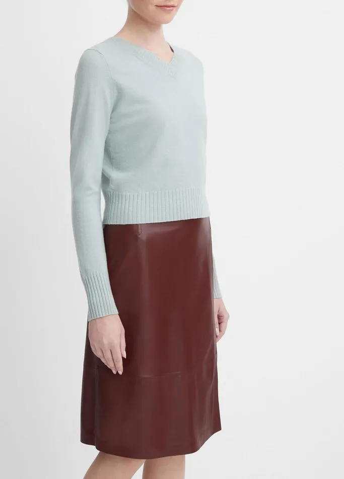 Vince Sweaters Women WoolBlend Cropped VNeck Pullover Sea Mist