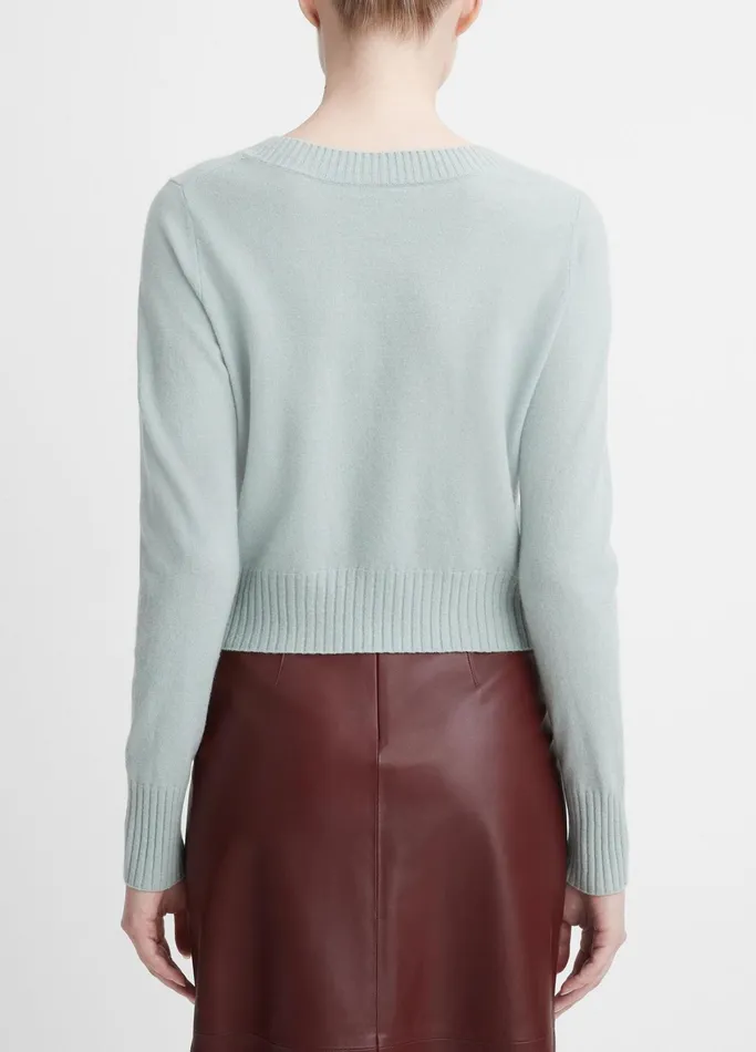 Vince Sweaters Women WoolBlend Cropped VNeck Pullover Sea Mist