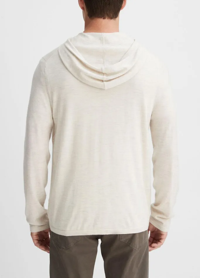 Vince Sweatshirts and Hoodies Men Featherweight Wool Cashmere Pullover Hoodie Heather White
