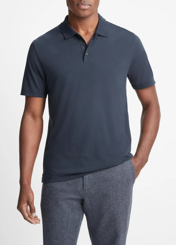 Vince TShirts and Polos Men Pima Cotton ShortSleeve Polo Shirt Coastal Blue