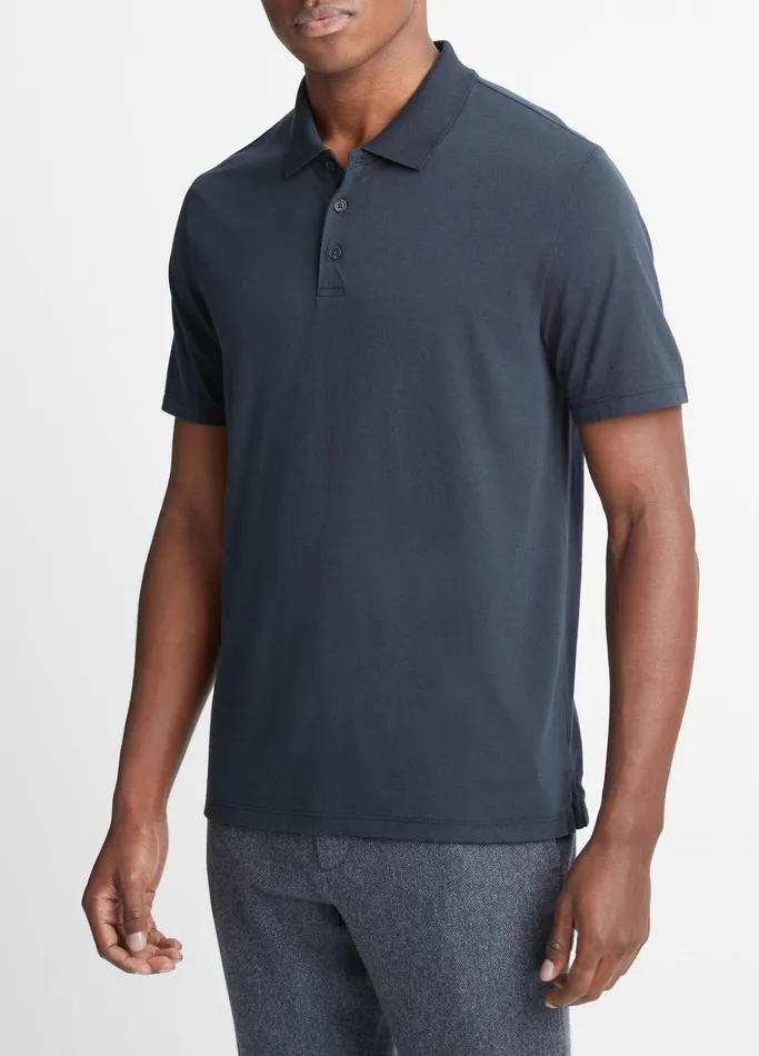 Vince TShirts and Polos Men Pima Cotton ShortSleeve Polo Shirt Coastal Blue