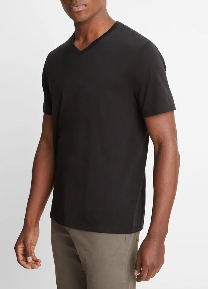 Vince TShirts and Polos Men Pima Cotton VNeck TShirt Black