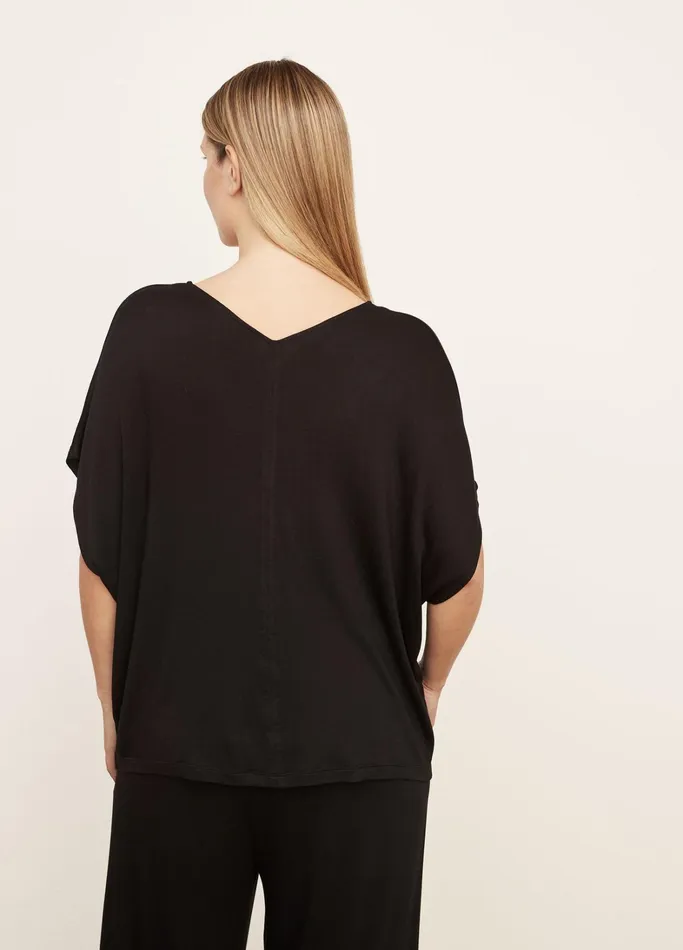 Vince TShirts Women Double VNeck Popover Black