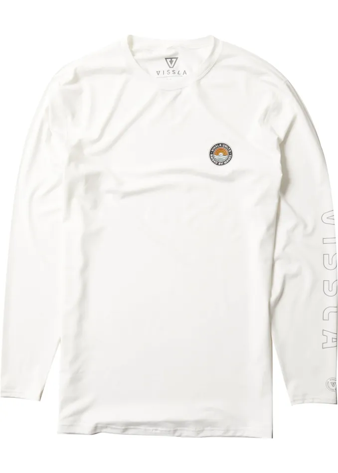 Vissla Wetsuit Tops and Lycra Men Easy Seas Eco Long Sleeve Lycra Rash Guard White