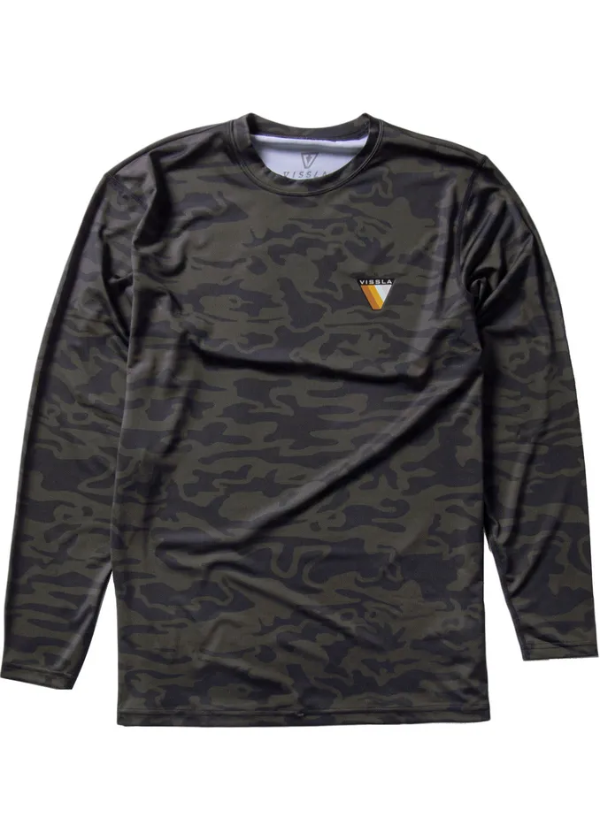 Wetsuit Tops and Lycra Easy Seas Eco Long Sleeve Lycra Rash Guard Camo Vissla Men