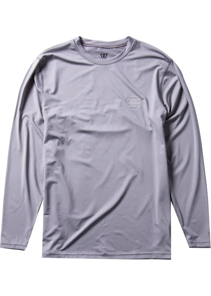 Wetsuit Tops and Lycra Easy Seas Eco Long Sleeve Lycra Rash Guard Grey 2 8211 Vissla Men Wetsuit Tops and Lycra Easy Seas Eco Long Sleeve Lycra Rash Guard Grey 2 8211 Vissla Men