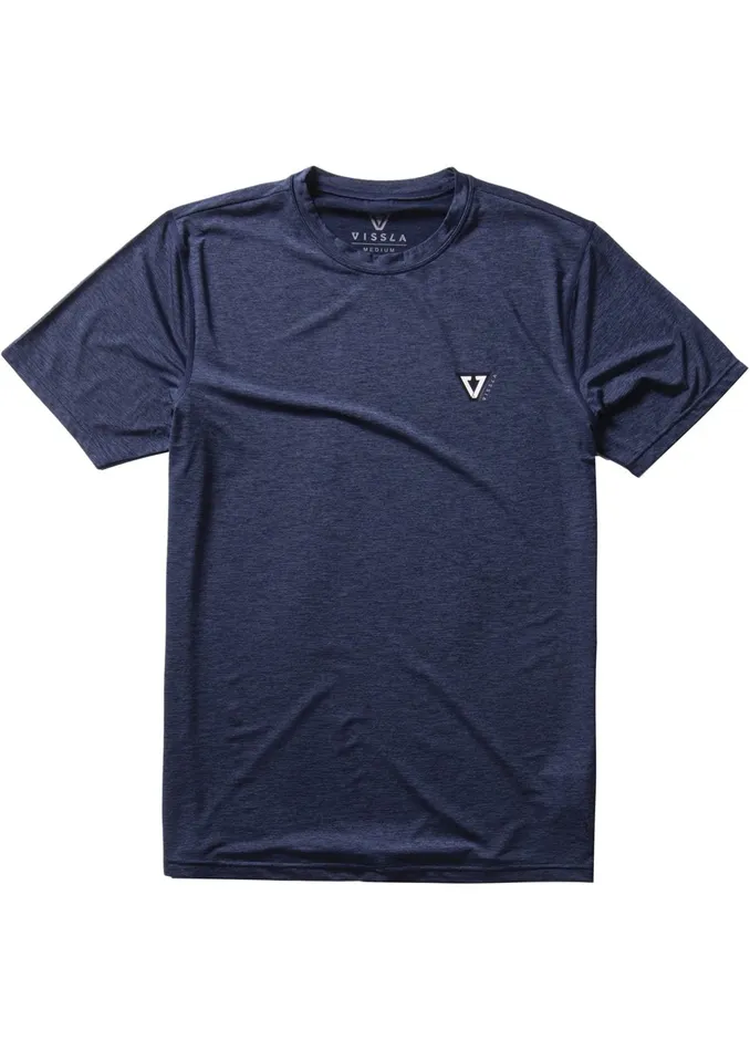 Wetsuit Tops and Lycra Twisted Eco Short Sleeve Lycra Rash Guard Dark Navy Heather Vissla Men