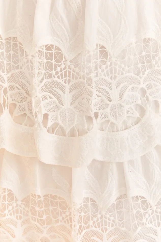 White Lace Midi Skirt Women Farm Rio Skirts