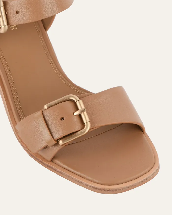 Winona mid heel sandals tan leather MID SANDALS jomercer Women Winona mid heel sandals tan leather MID SANDALS jomercer Women