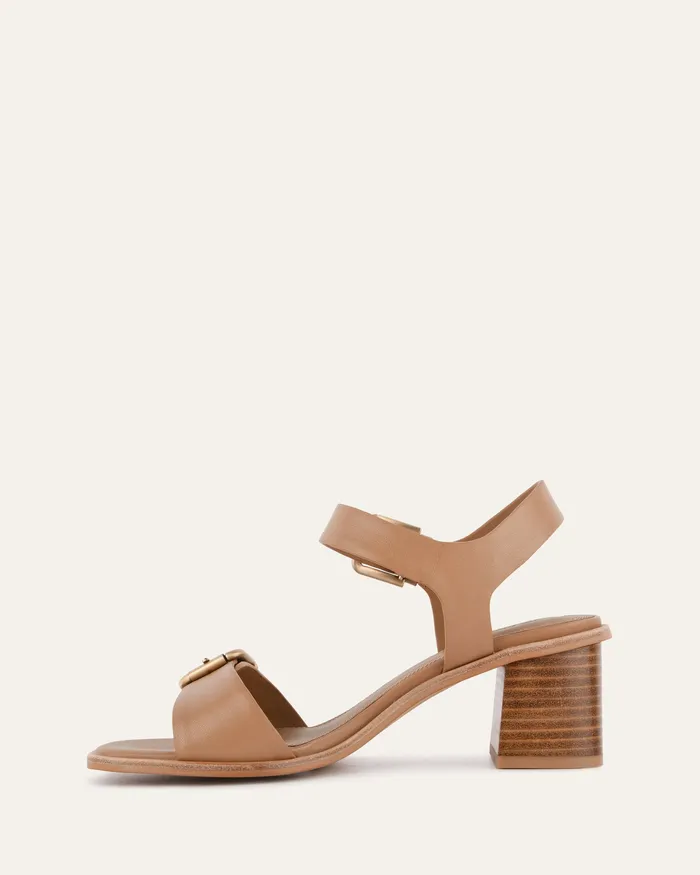 Winona mid heel sandals tan leather MID SANDALS jomercer Women Winona mid heel sandals tan leather MID SANDALS jomercer Women