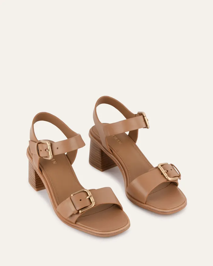 Winona mid heel sandals tan leather MID SANDALS jomercer Women Winona mid heel sandals tan leather MID SANDALS jomercer Women
