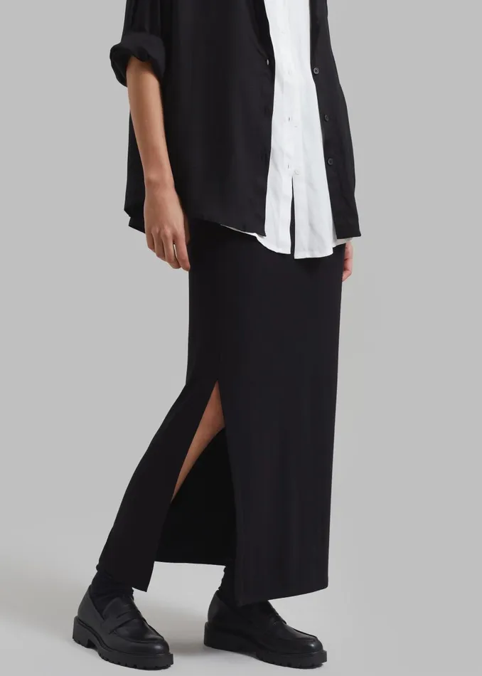 Women Abigail Side Slit Maxi Skirt 8211 Black The Frankie Shop Bottoms