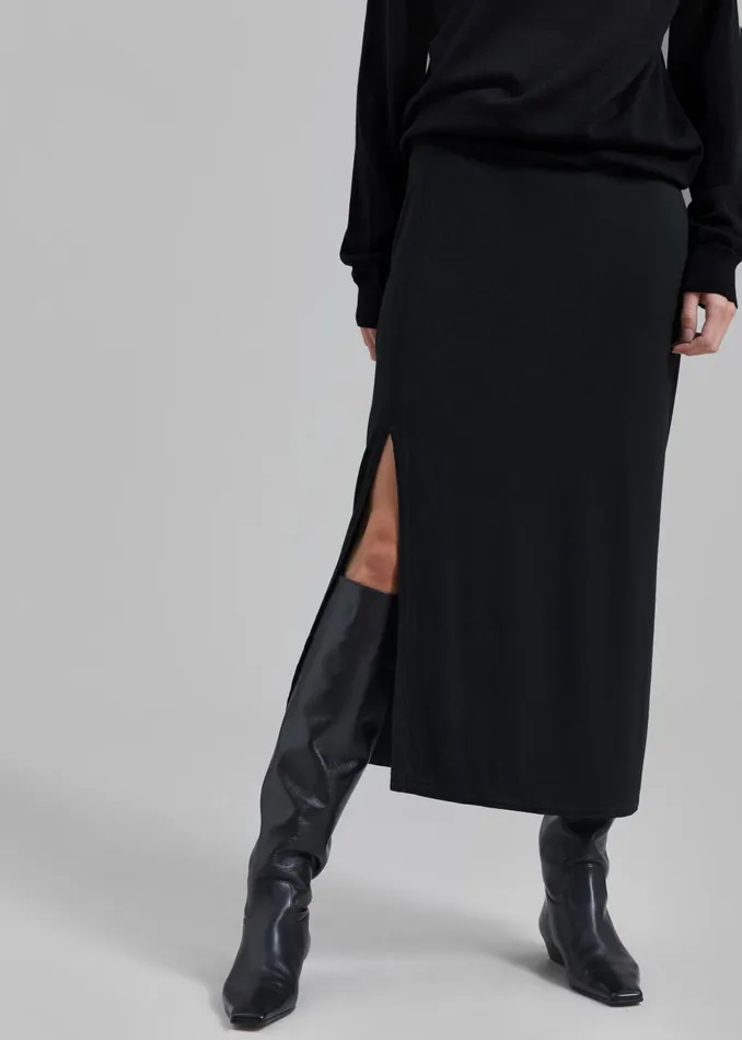 Women Abigail Side Slit Maxi Skirt 8211 Black The Frankie Shop Bottoms