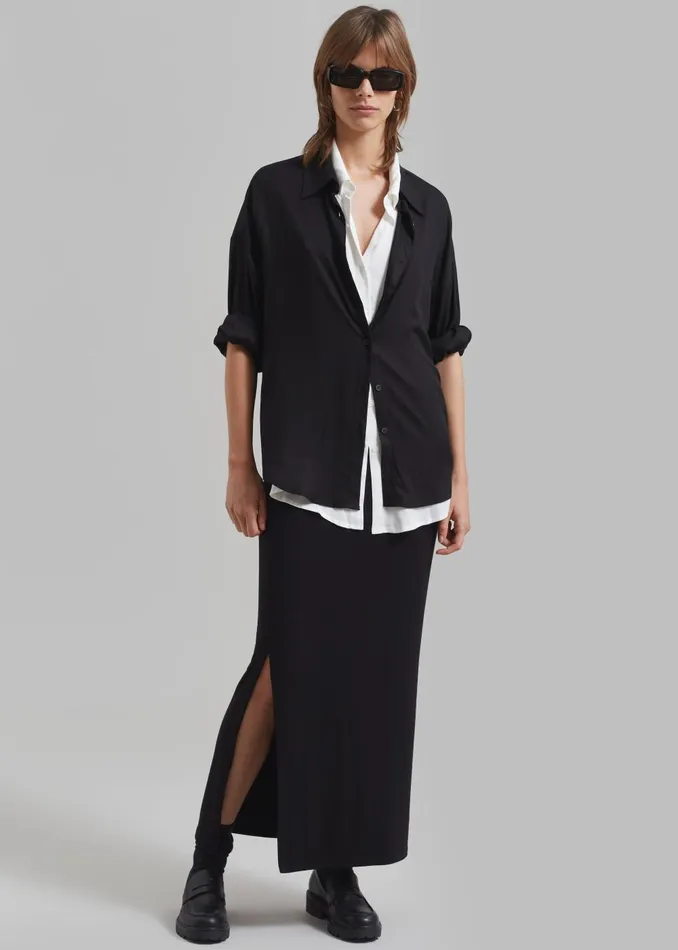 Women Abigail Side Slit Maxi Skirt 8211 Black The Frankie Shop Bottoms