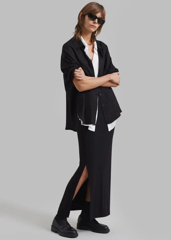 Women Abigail Side Slit Maxi Skirt 8211 Black The Frankie Shop Bottoms