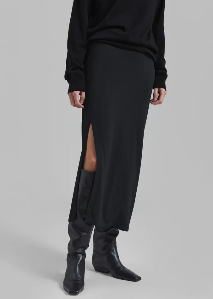 Women Abigail Side Slit Maxi Skirt 8211 Black The Frankie Shop Bottoms
