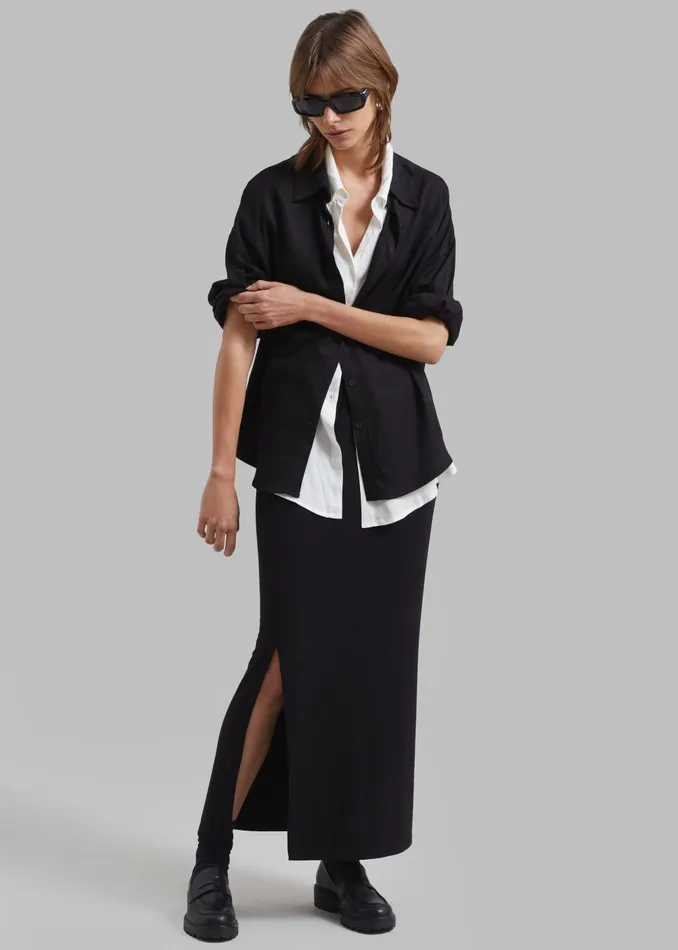 Women Abigail Side Slit Maxi Skirt 8211 Black The Frankie Shop Bottoms