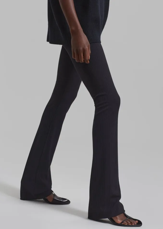 Women Akimi Ribbed Pants 8211 Black The Frankie Shop Bottoms