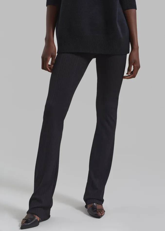 Women Akimi Ribbed Pants 8211 Black The Frankie Shop Bottoms