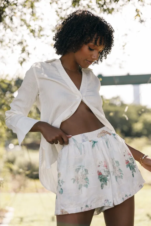 Women Alina Shorts 8211 White Floral White Floral Shorts petalandpup