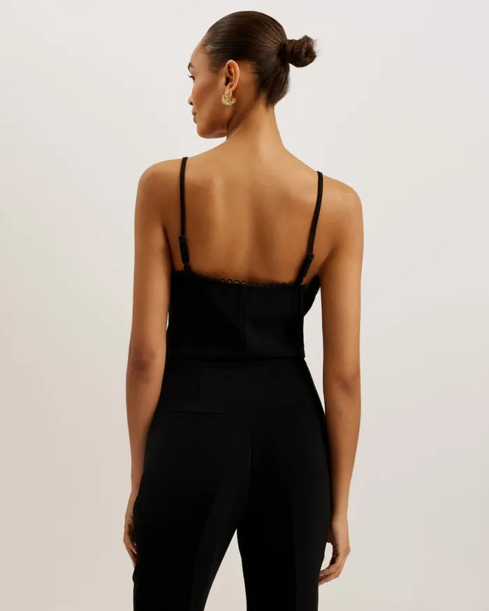 Women ANDRENO 8211 Strappy Cami With Looped Trims Black Ted Baker Tops and Blouses