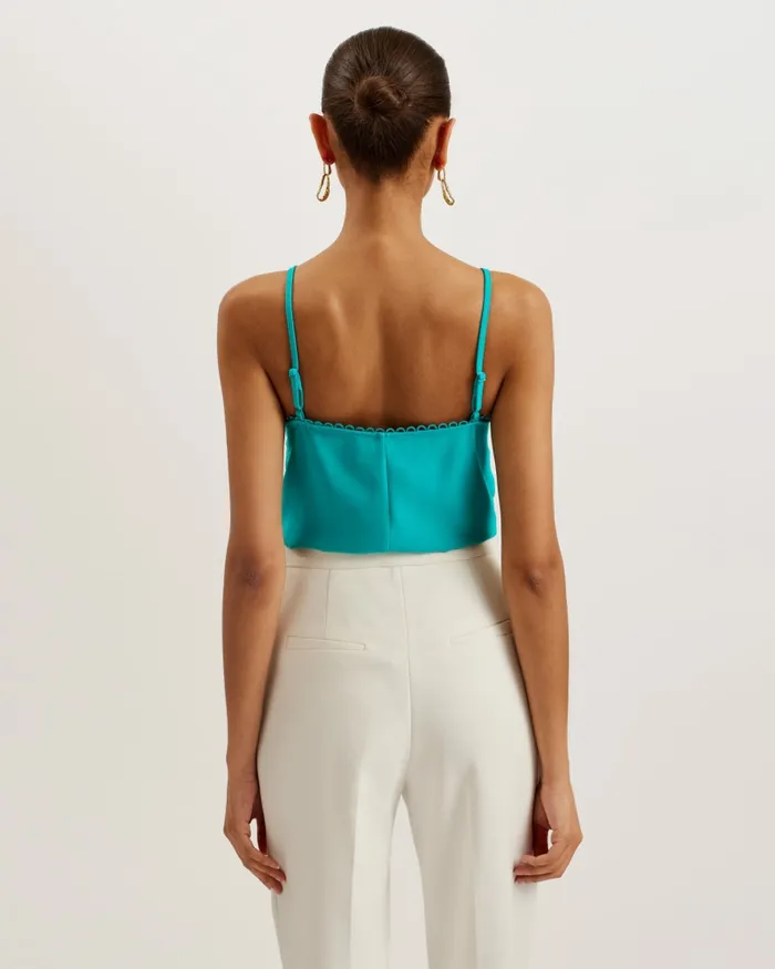 Women ANDRENO 8211 Strappy Cami With Looped Trims Green Ted Baker Tops and Blouses Women ANDRENO 8211 Strappy Cami With Looped Trims Green Ted Baker Tops and Blouses