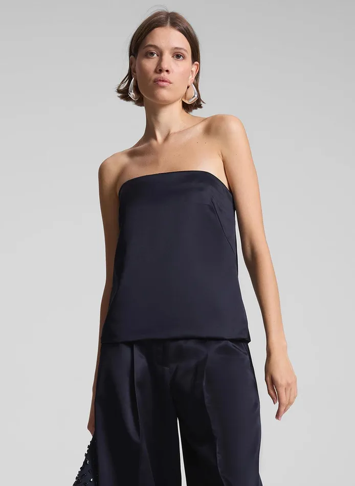 Women Ani Strapless Satin Top Deep Navy ALC Tops