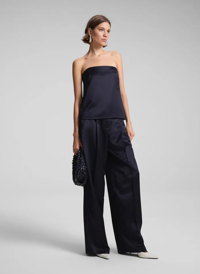 Women Ani Strapless Satin Top Deep Navy ALC Tops