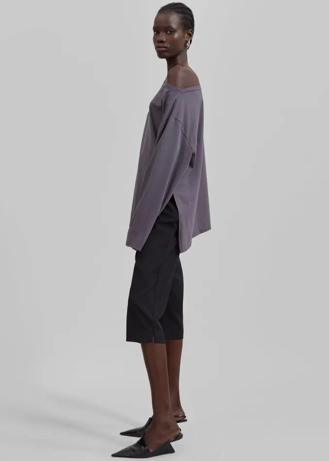 Women Apollo Long Sleeve Tee 8211 Charcoal The Frankie Shop Tops