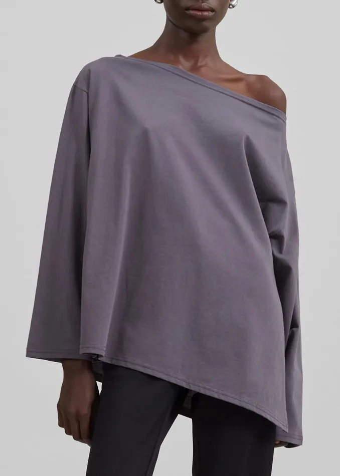 Women Apollo Long Sleeve Tee 8211 Charcoal The Frankie Shop Tops