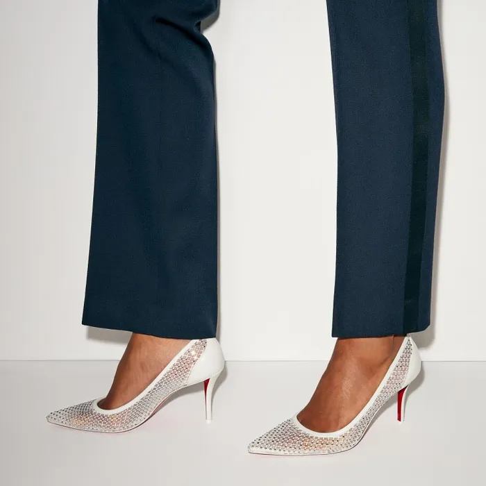Women Apostropha Mesh Strass 80 Mm Pumps 8211 Strass Mesh And Nappa Leather 8211 Bianco Christian Louboutin Pumps