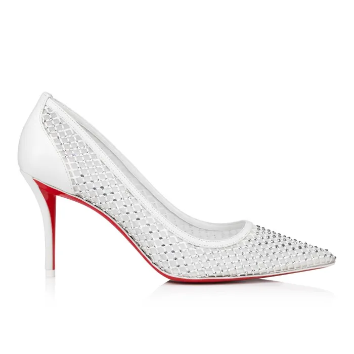 Women Apostropha Mesh Strass 80 Mm Pumps 8211 Strass Mesh And Nappa Leather 8211 Bianco Christian Louboutin Pumps