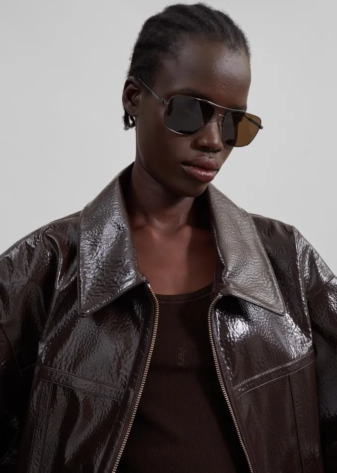 Women Arbor Crackled Faux Leather Jacket 8211 Brown The Frankie Shop Outerwear