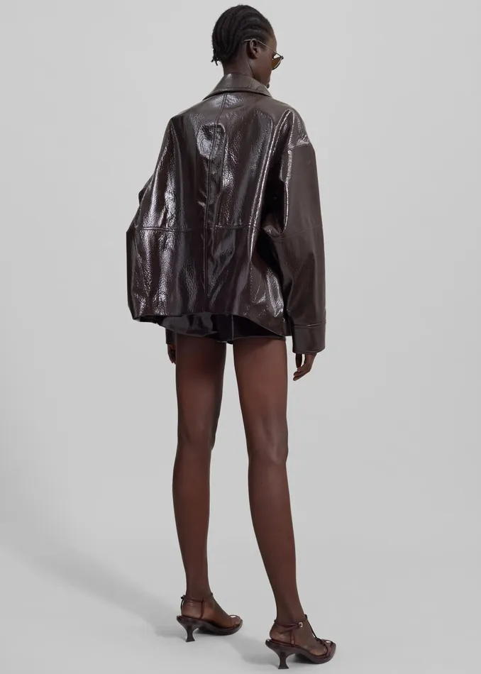 Women Arbor Crackled Faux Leather Jacket 8211 Brown The Frankie Shop Outerwear