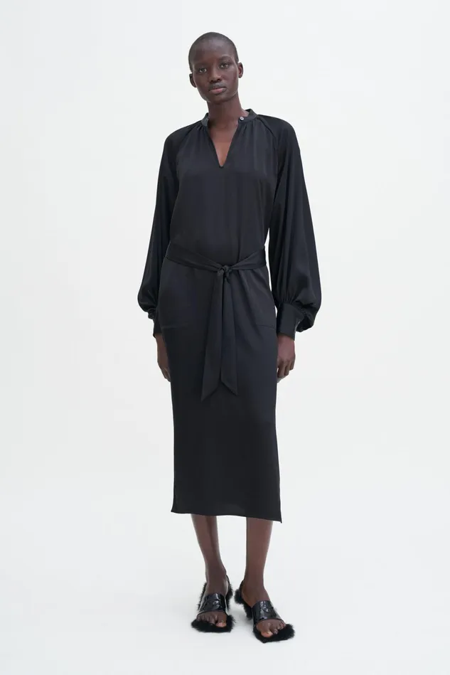 Women Belted Long Sleeve Dress Black Filippa K Dresses