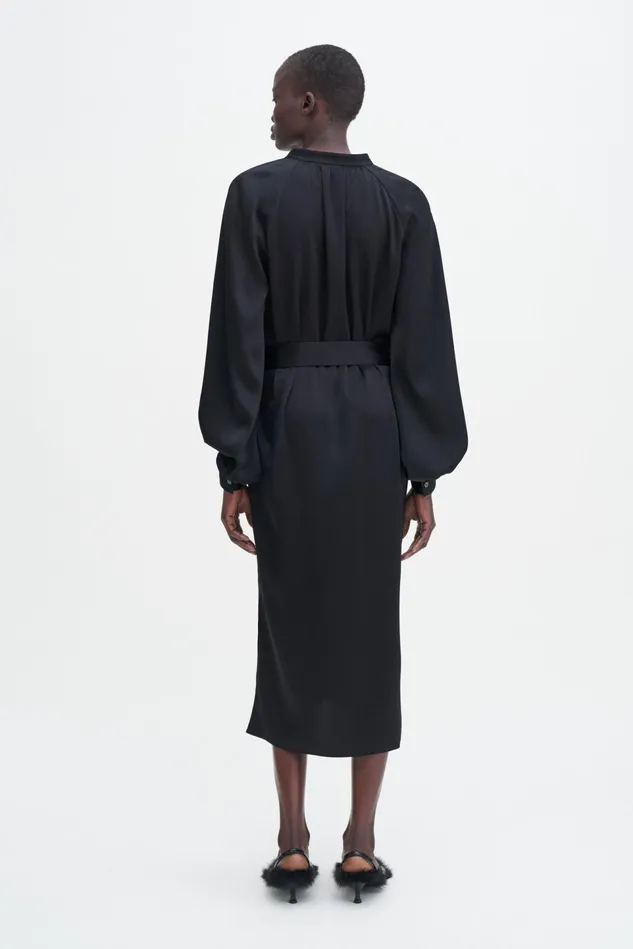 Women Belted Long Sleeve Dress Black Filippa K Dresses