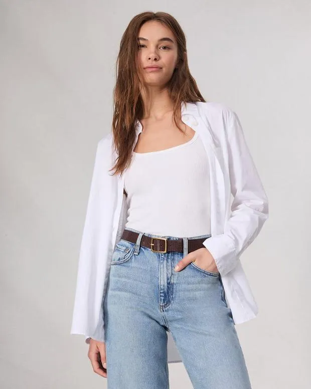 Women Belts Rag and Bone Boyfriend Leather Belt Dark Espresso Basketweave