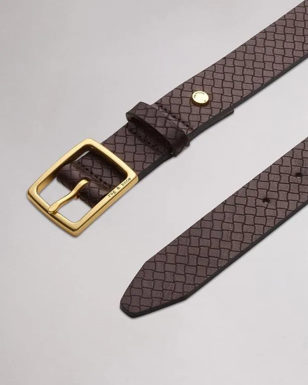 Women Belts Rag and Bone Boyfriend Leather Belt Dark Espresso Basketweave