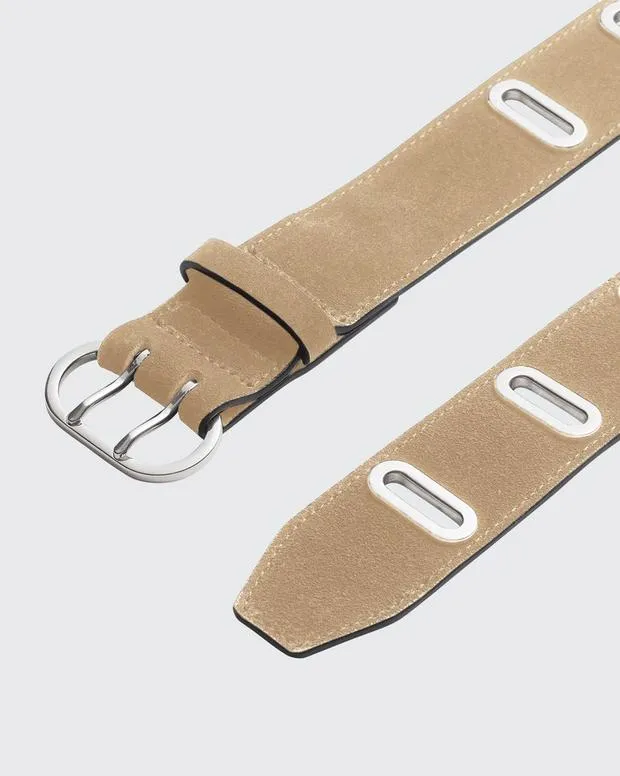 Women Belts Rag and Bone River Suede Belt Light Sand